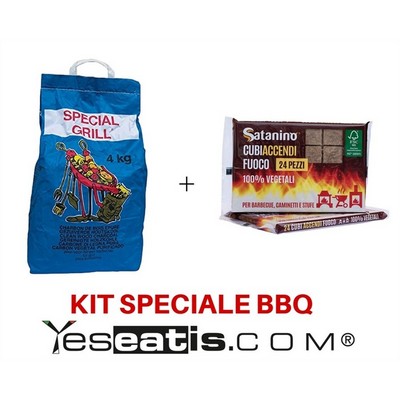4 Kg Carbobois Charcoal + 24 Firelighter Cubes Satanino 100% Vegetal
