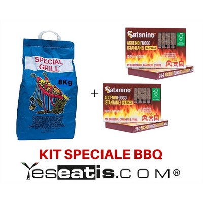 8 Kg Carbobois Charcoal + 48 Instant Firelighter matches Satanino 100% Vegetal