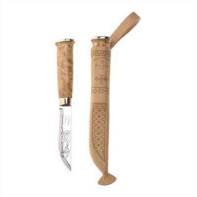Lapp 230 -Knife with stainless steel blade, curved birch handle and leather sheath
