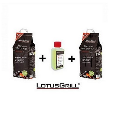 LotusGrill CHARCOAL for fire, two 2.5 kg bags + 1 pack of GEL for ignition