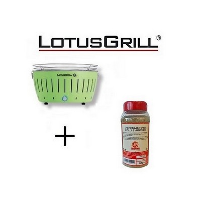 Lotusgrill New 2019 Green Barbecue XL with Batteries and USB Power Cable+BBQ Spice Mix