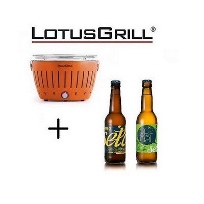 Neuer orangefarbener Grill 2023 mit Batterien und USB-Stromkabel + 2 Craft-Bieren