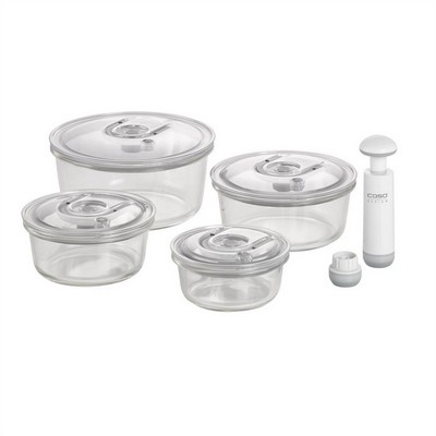 Transparent container for vacuum packaging Set of 4 round pieces