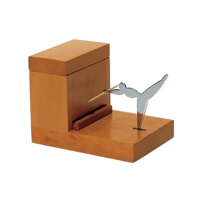 Alessi-Toothpick catcher in pear wood and steel