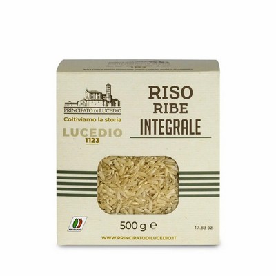 Principato di Lucedio Arroz Ribe Integral - 500 g - Envasado en atmósfera protectora y caja de cartón