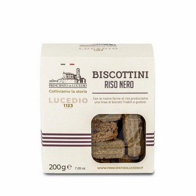 Principato di Lucedio Biscoitos de Arroz Preto - 200 g - Saco celofane com caixa de papelão