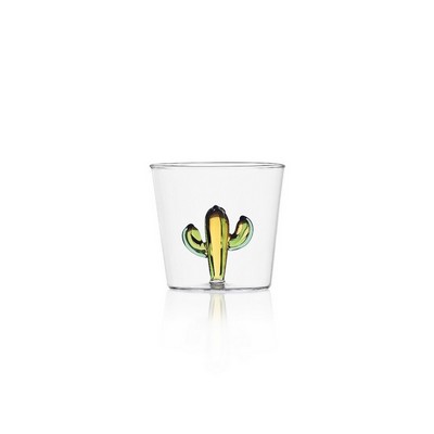 green/amber cactus tumbler - desert plants - design alessandra baldereschi