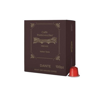 Caffè Pontevecchio Firenze Capsules de café DANTE - Saveur intense - 100 capsules compatibles Nespresso
