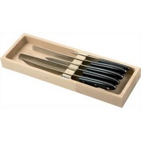photo Handcrafted Beechwood Box with 5 Kitchen Knives - Dolphin Line - Black 1