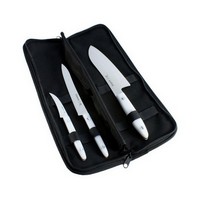 photo Kochmesser-Set mit Tasche – gebogenes Kochmesser, Allzweckmesser 15 cm, COGU-Messer 17 cm – 1