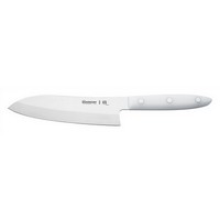 photo Japanese Cogu Knife 17 cm - Stainless Steel Satin Finish - Dolphin Line - White Handle 1
