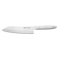 photo Japanese Cogu Knife 19 cm - Stainless Steel Satin Finish - Dolphin Line - White Handle 1
