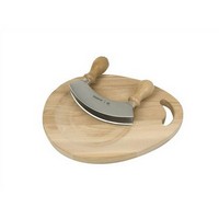 photo Round Pesto Chopping Board with Crescent Double Blade 14 cm with Wooden Handles 1
