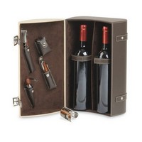 photo Haselnussbox für 2 Flaschen mit Weinzubehör 1