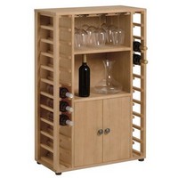 photo Bar wine cellar - Solid pine wine cellar for 22 bottles with glass holder 1