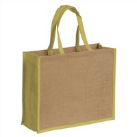 photo Natural jute bag with colored details - GREEN 1