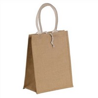photo Natural jute bag with colored cotton handles - WHITE 1