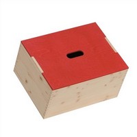 photo Christmas chest in solid pine with red lid 2