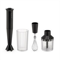 photo Alessi - Plissè - Hand blender in thermoplastic resin with glass, whisk and chopper-500 W-Black 1