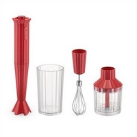 photo Alessi - Plissè - Hand blender in thermoplastic resin with glass, whisk and chopper-500 W-Red 1