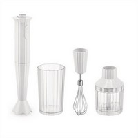 photo Alessi - Plissè - Hand blender in thermoplastic resin with glass, whisk and chopper-500 W-White 1