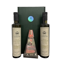photo Geschenkbox mit nativem Olivenöl extra, 2 x 500 ml und 30 Monate Parmesan 1