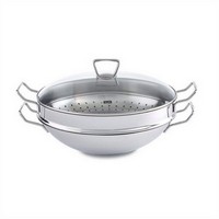 photo Fissler - Nanjing Stainless steel wok pan 36 cm with glass lid 1