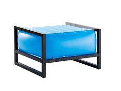 YOMI EKO TABLE WITH LIGHTING - BLACK WOODEN STRUCTURE - BLUE