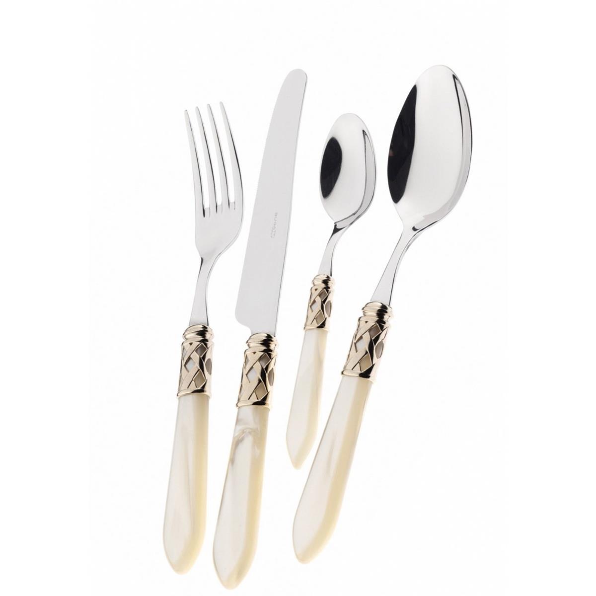 photo ALADDIN Cutlery Set - 31 Pieces - Ivory - Golden Ferrule
