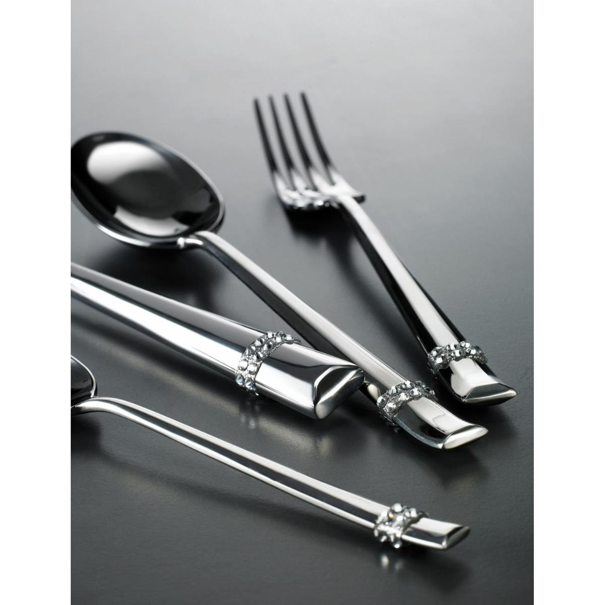 DUETTO Cutlery Service - 24 Pieces - Leather Handle - Swarovski