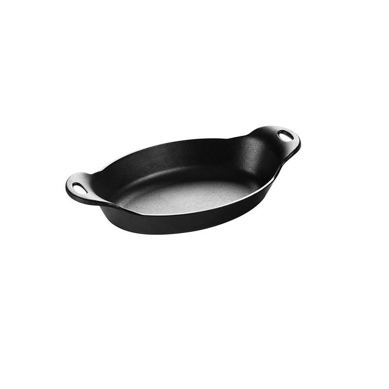 Oval SERVING Pan in Anti-rust Cast Iron - Dimensions: 31.9 x 17.6 x 6.5 cm