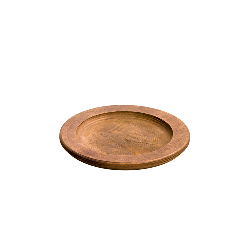 Rundes Untersetzertablett aus walnussfarben gebeiztem Holz – Maße: 24,1 x 1,75 cm