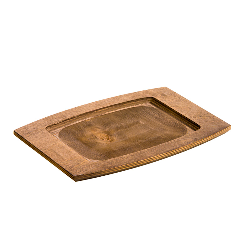 Rectangular Trivet Tray in Walnut Color Stained Wood - Dimensions: 29.4 x 19.7 x 2 cm