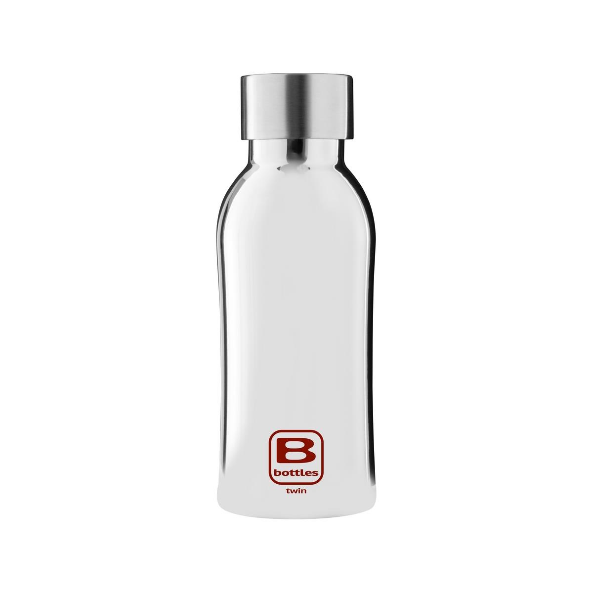B Bottles Twin - Silver Lux - 350 ml - Double wall thermal bottle in 18/10 stainless steel