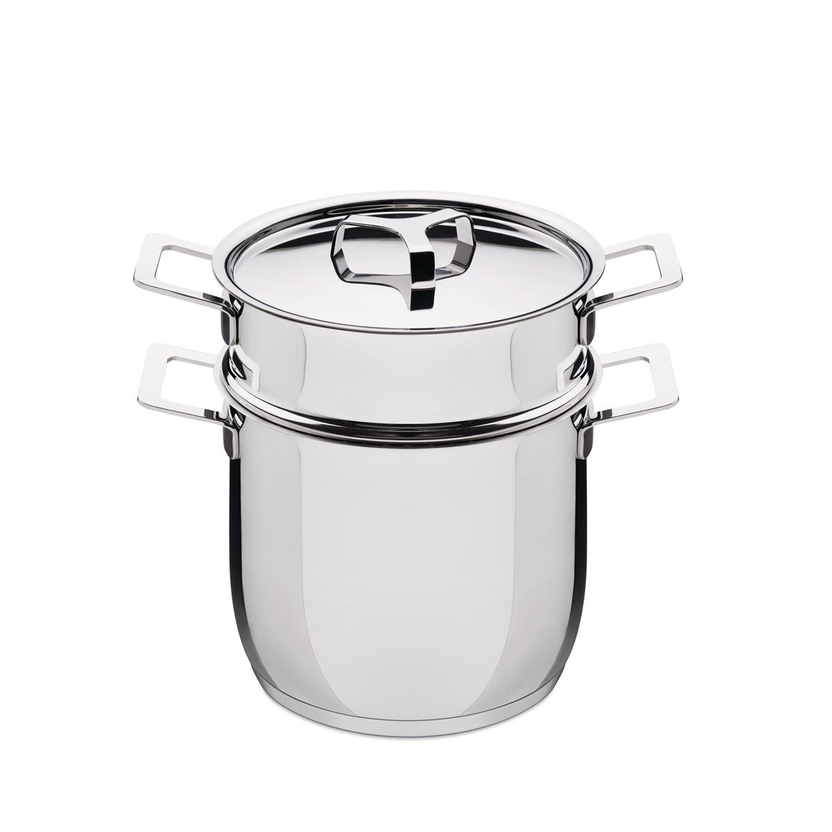 Alessi-Mami Casserole with long handle in 18/10 stainless steel suitable for induction