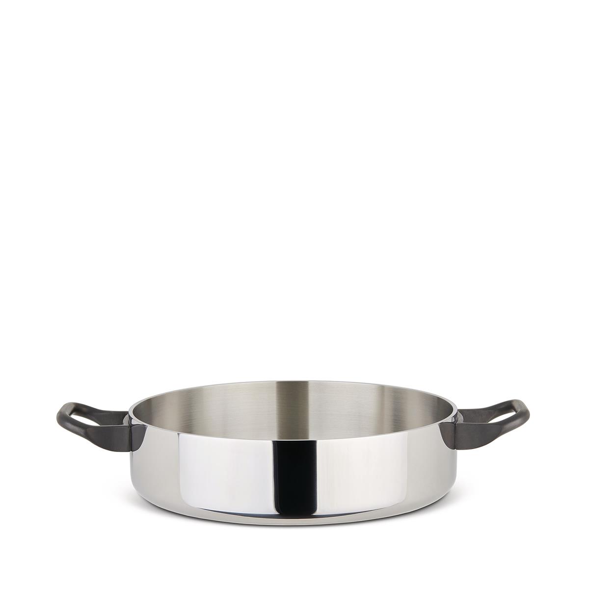 Alessi-edo Casserole with long handle in 18/10 stainless steel suitable for induction
