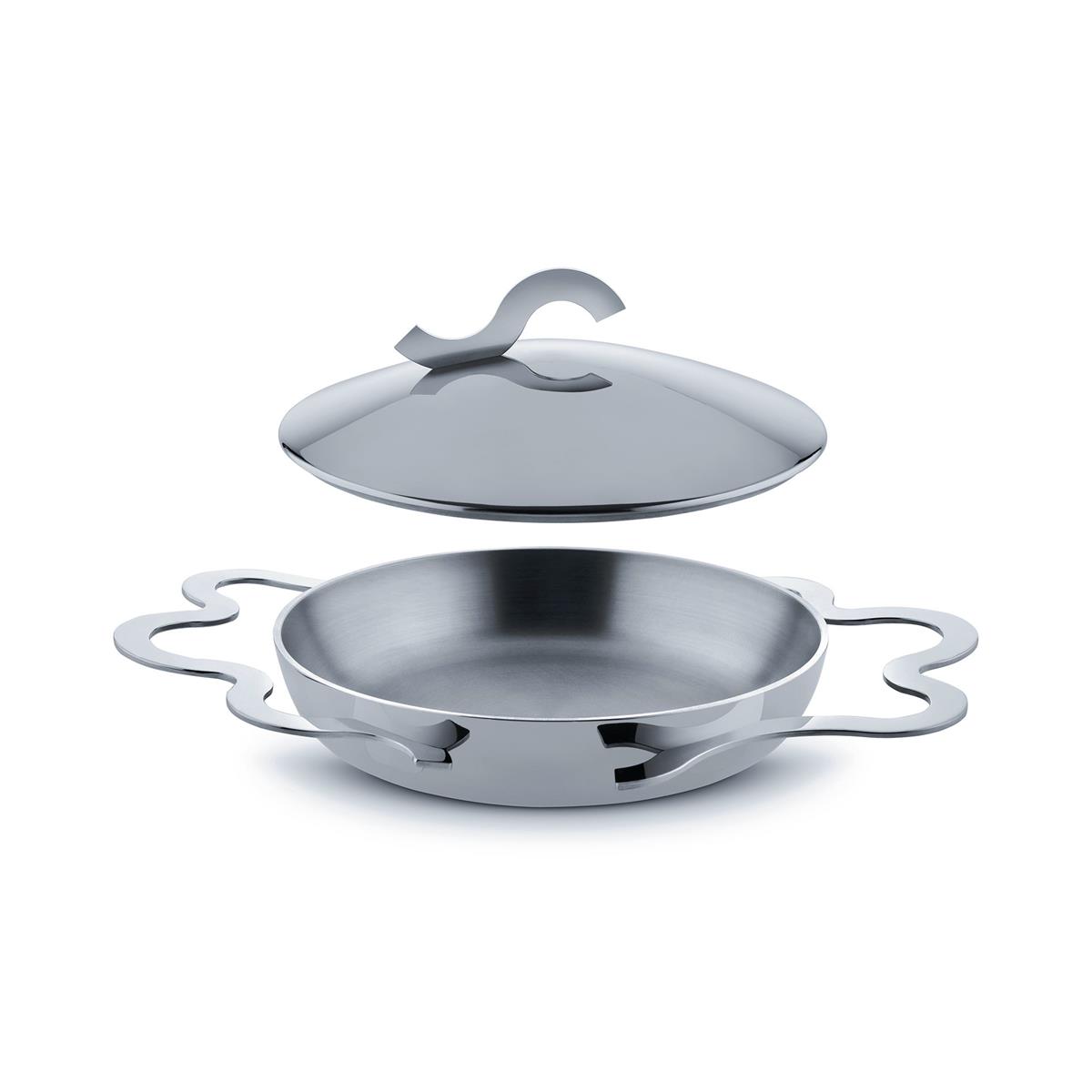 Alessi-Pots & Pans Frying pan with long handle in 18/10 stainless steel mirror polished