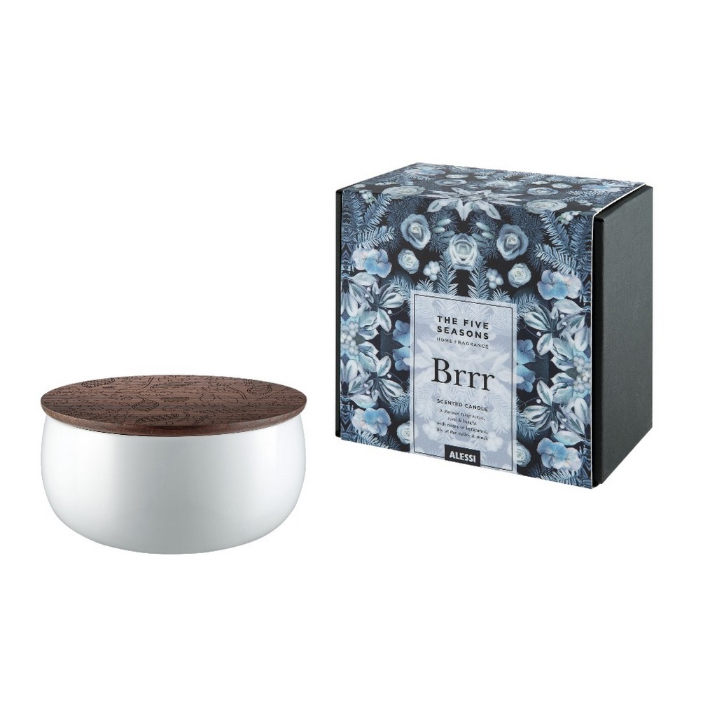 Alessi-Brrr Vela perfumada, porcelana y contenedor de madera GR 600
