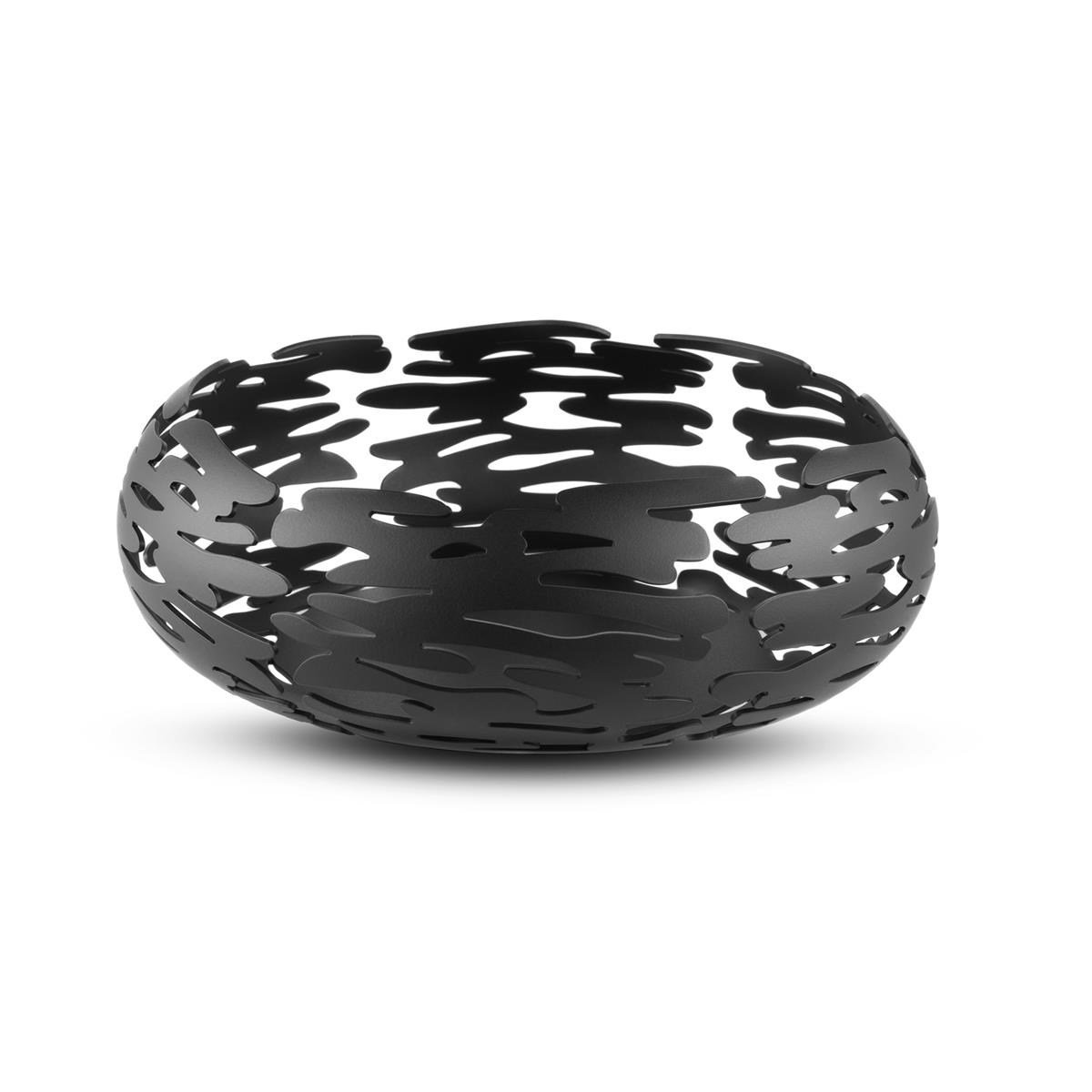 Canasta redonda de Alessi-Barknest en acero coloreada con resina epoxi, negro