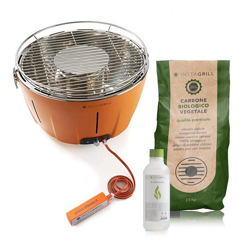 InstaGrill - Smokeless Tabletop Barbecue - Mango Orange + Starter Kit