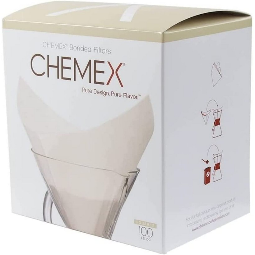Chemex - FS-100 - Filtri quadrati per caraffa da 6, 8 e 10 tazze - Confezione da 100 pezzi